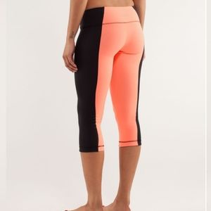 Lululemon Wunder Under Crop *Bonded Stripe Black / Pop Orange / Black